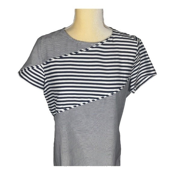 Marie Oliver Gray Striped Silk Blend Shift Dress Size Small - Picture 2 of 9